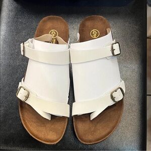White Mountain White Buckle Sandals